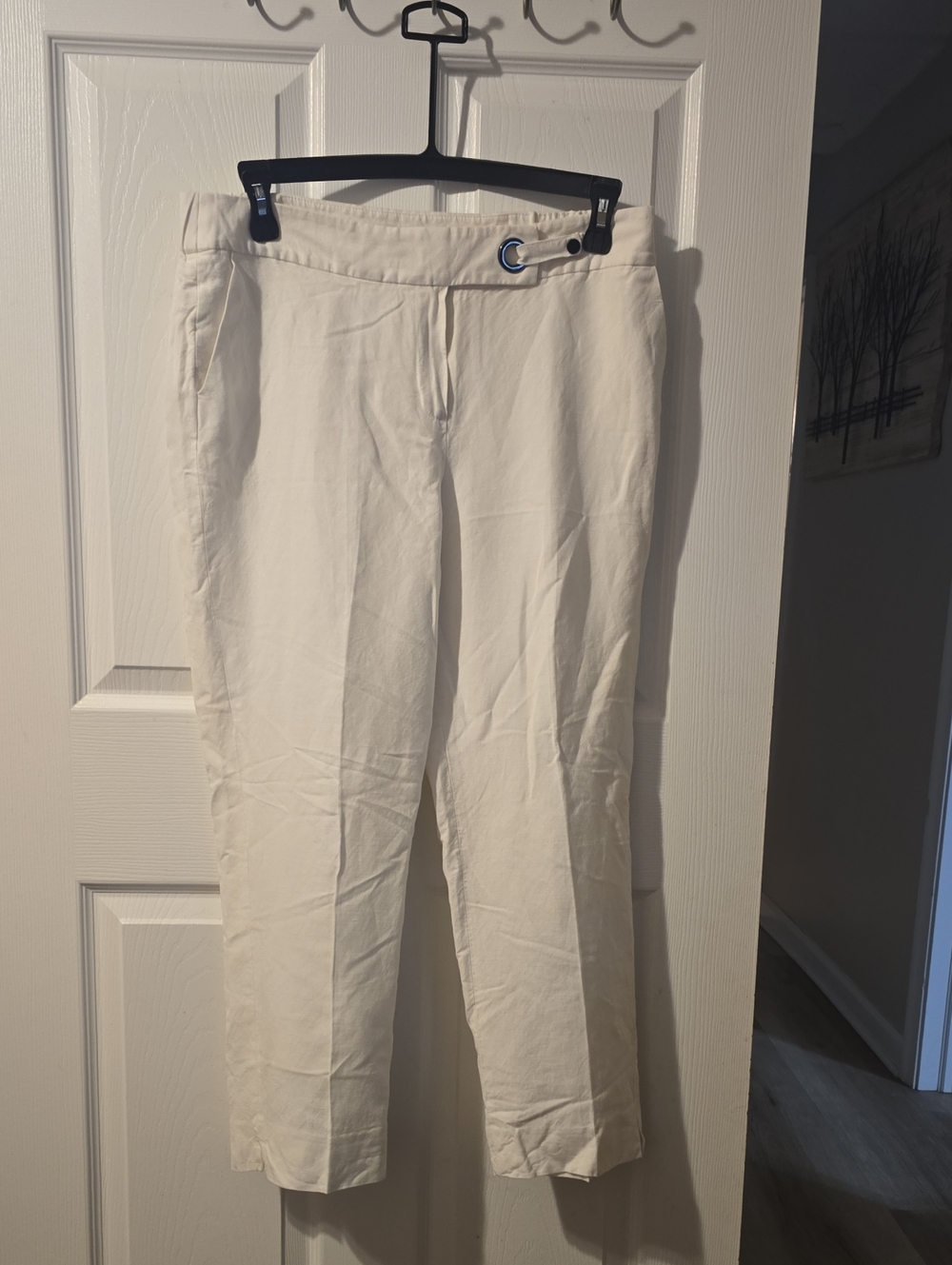 Kasper White Women's Dress Pants with Ring Detail